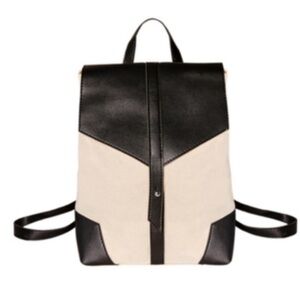 Deux Women's Canvas & Faux Leather Backpack cream Black One Size